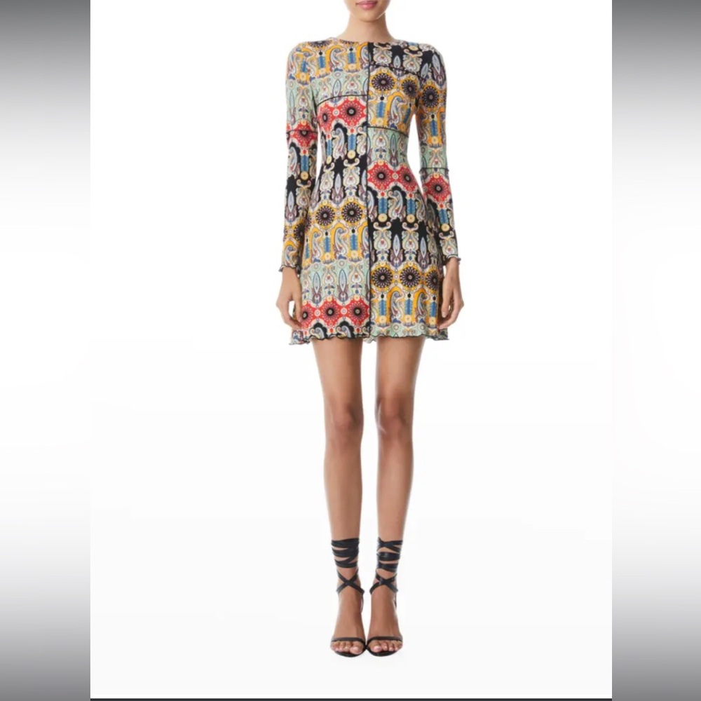 ALICE & OLIVIA Delora Patchwork Mini Dress